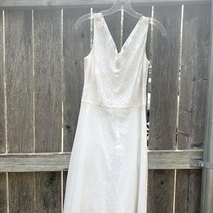 Knee length white shift dress